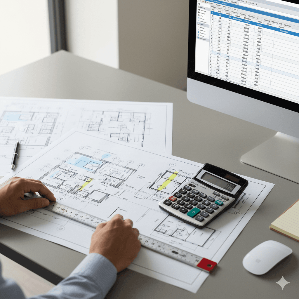 Blueprint quantity takeoff and material estimating